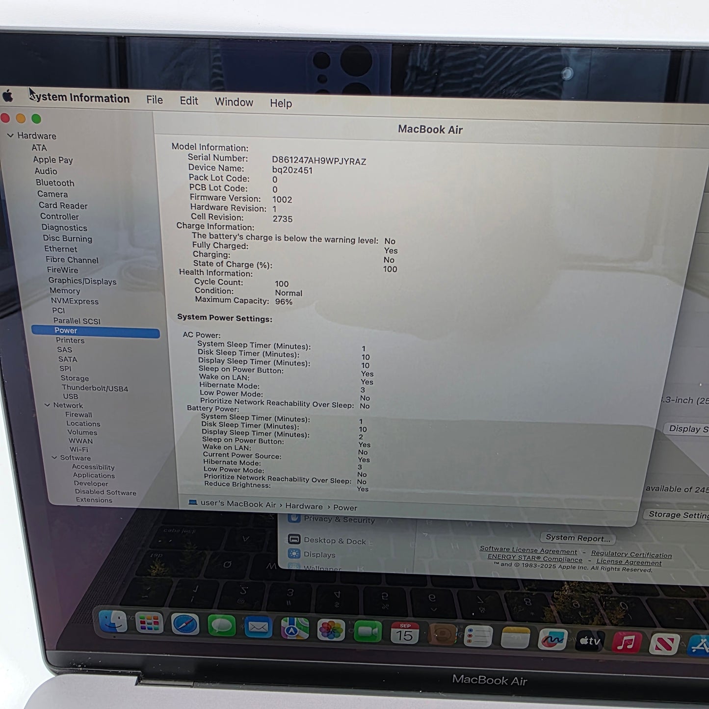 2020 Apple MacBook Air 13.3" M1 7C GPU 3.2GHz 8GB RAM 256GB SSD MGN63LL/A