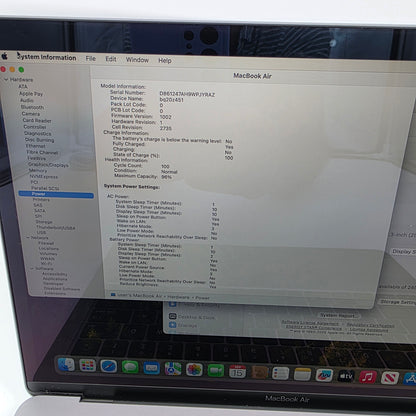 2020 Apple MacBook Air 13.3" M1 7C GPU 3.2GHz 8GB RAM 256GB SSD MGN63LL/A