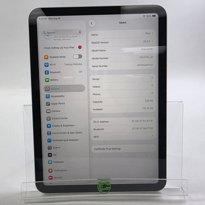 WiFi Only Apple iPad 11" (A16) 128GB Silver MD3Y4LL/A