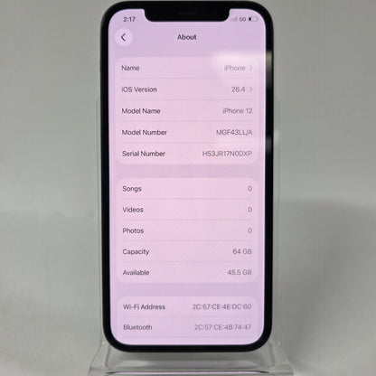 Factory Unlocked Apple iPhone 12 64GB Midnight MGF43LL/A