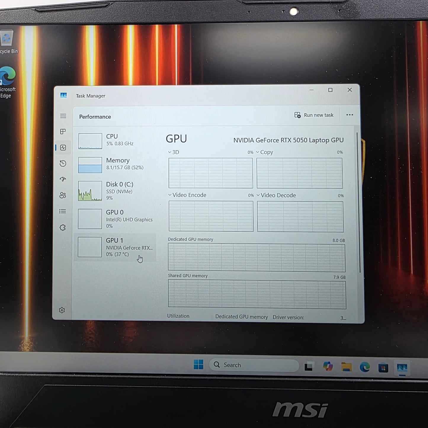 MSI Katana 15 HX B14WEK i7-14650HX 2.2GHz 16GB RAM 500GB SSD GeForce RTX 5050