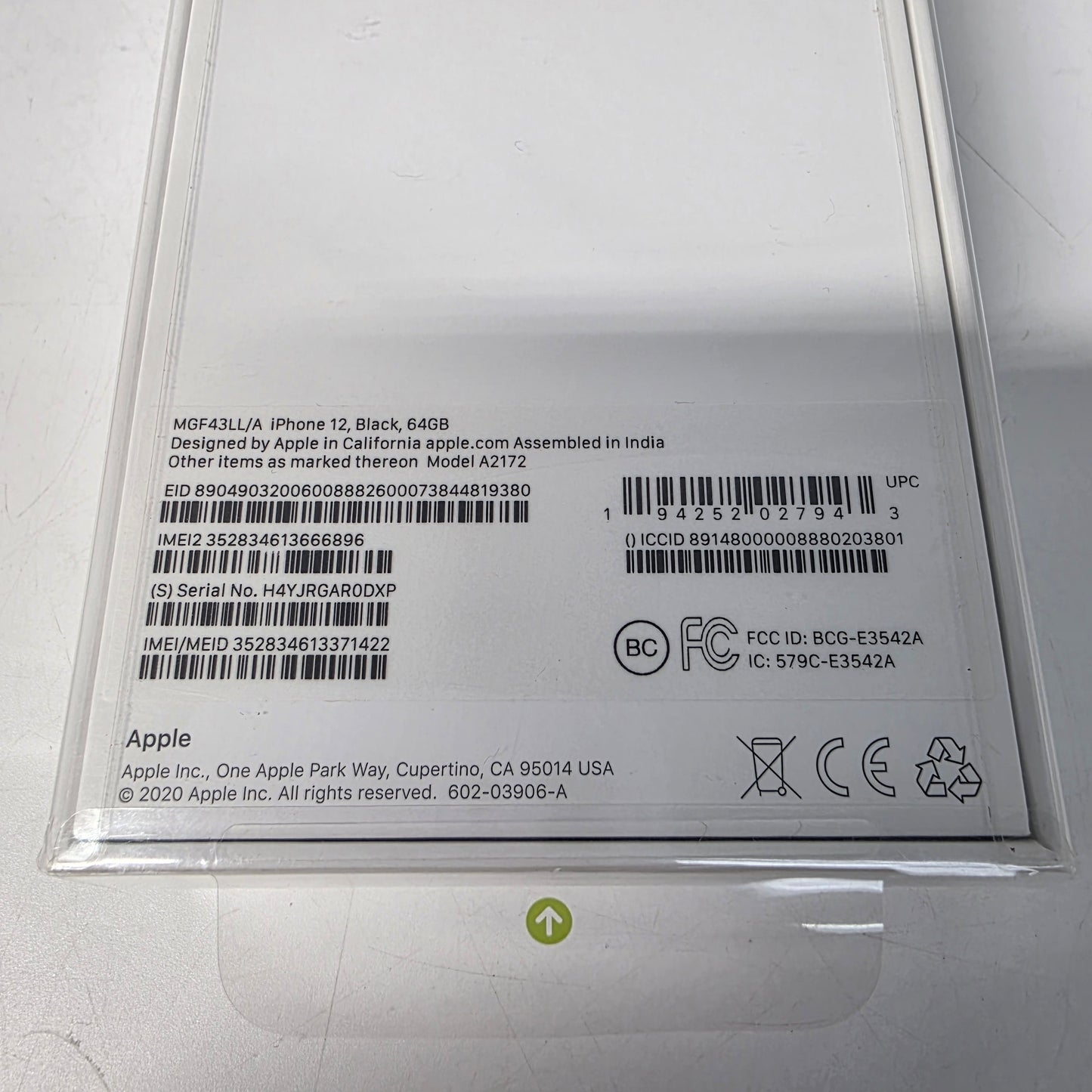 New Unlocked Apple iPhone 12 64GB Black MGF43LL/A