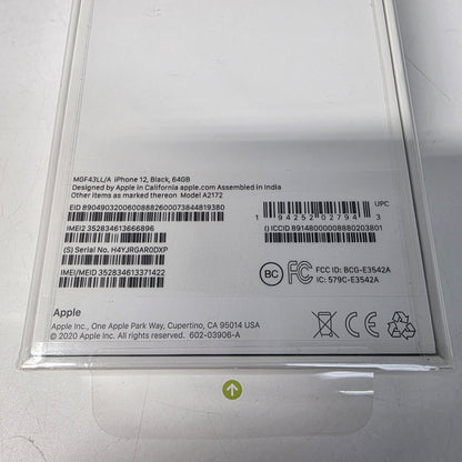 New Unlocked Apple iPhone 12 64GB Black MGF43LL/A