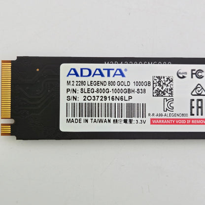 ADATA 2280mm Legend 800 Gold 1TB  PCIe Gen4 NVMe M.2 SSD SLEG-800G-1000GBH-S38