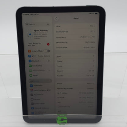 Factory Unlocked Apple iPad mini (A17 Pro) 128GB Silver MXPN3LL/A