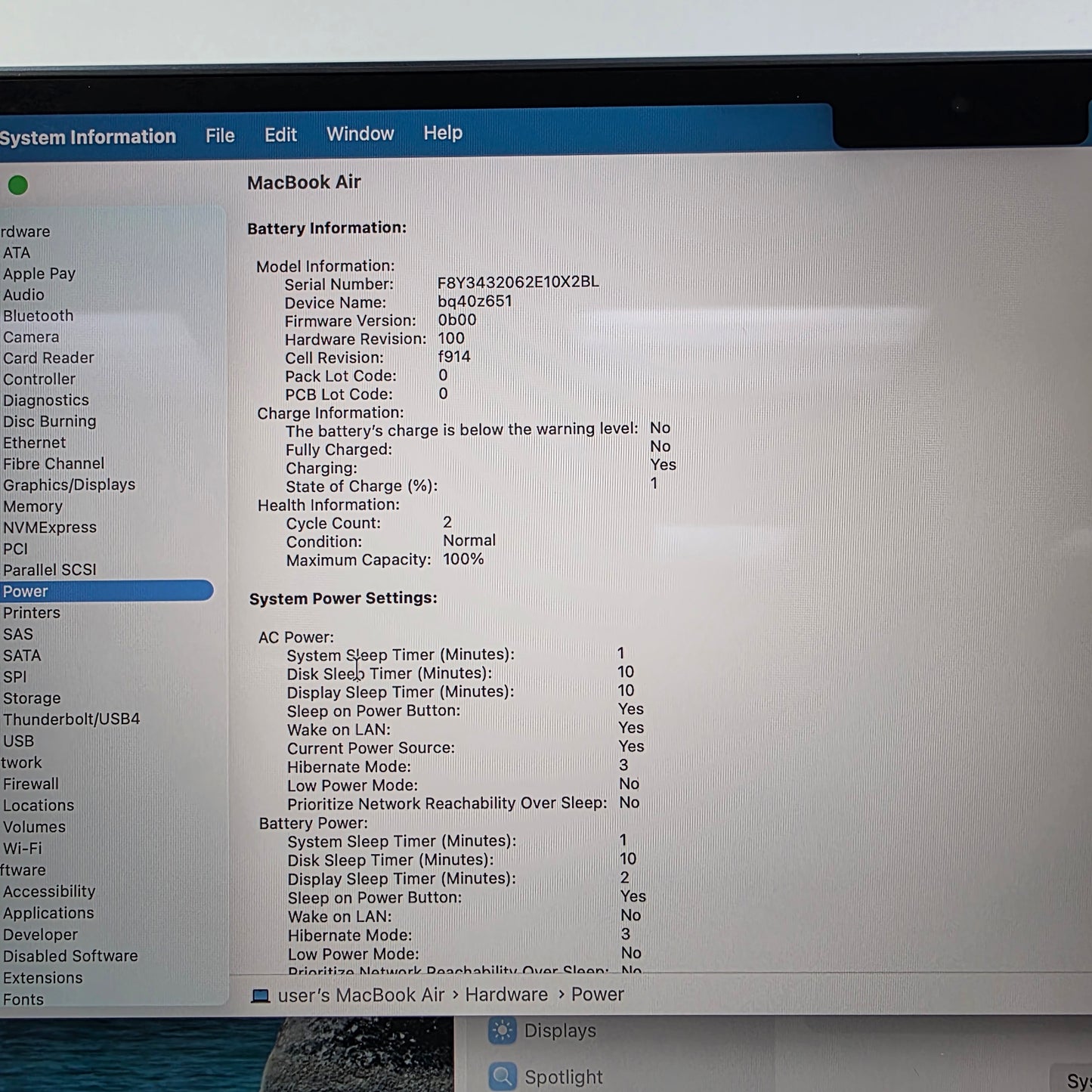 2022 Apple MacBook Air 13.6" M2 10C GPU 3.5GHz 16GB RAM 256GB SSD A2681