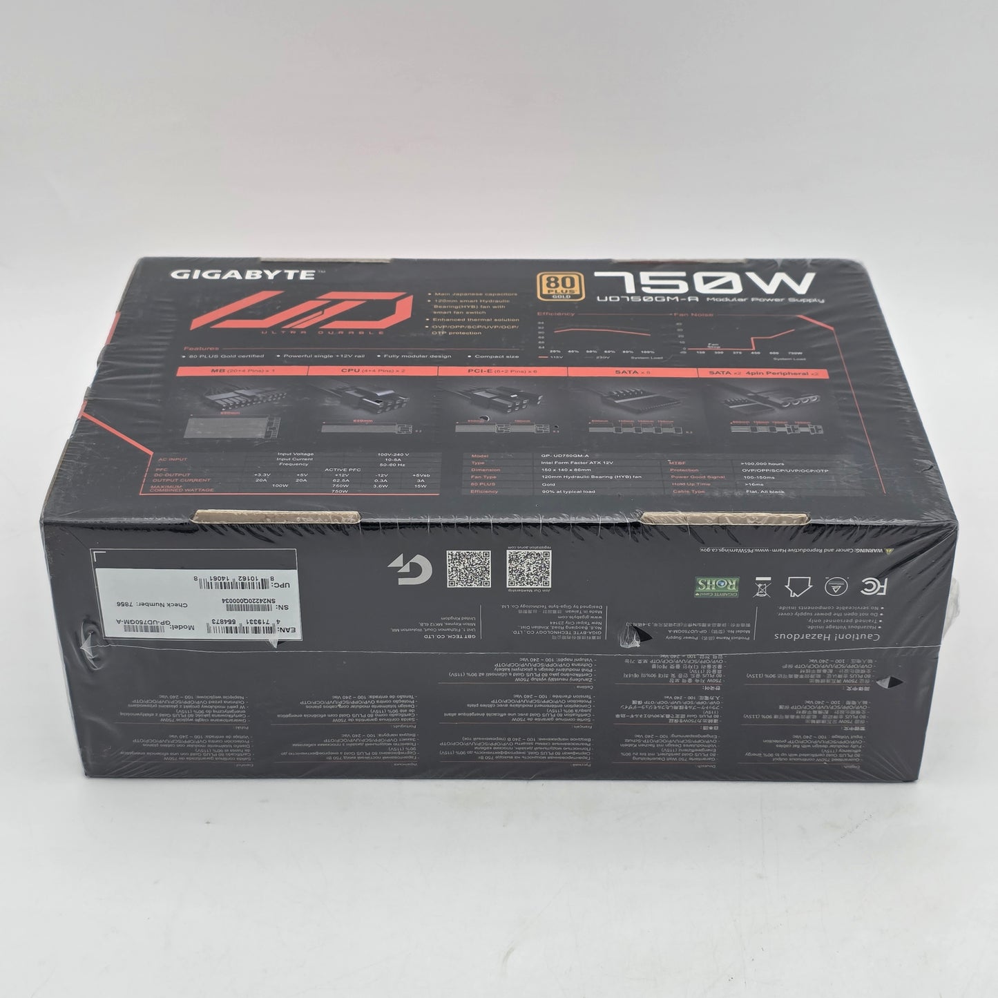 New GIGABYTE Ultra Durable UD750GM-A 80 Plus Gold 750W Modular Power Supply
