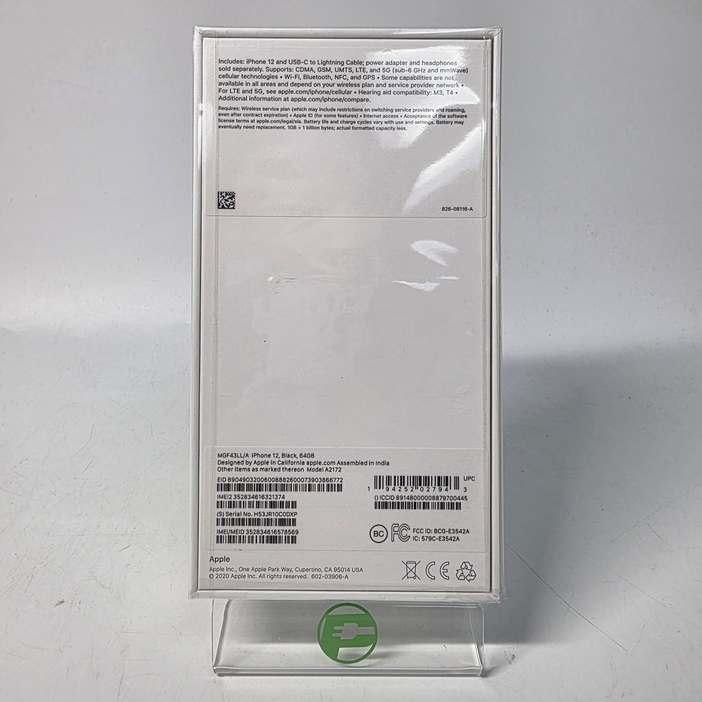 New Unlocked Apple iPhone 12 64GB Black MGF43LL/A