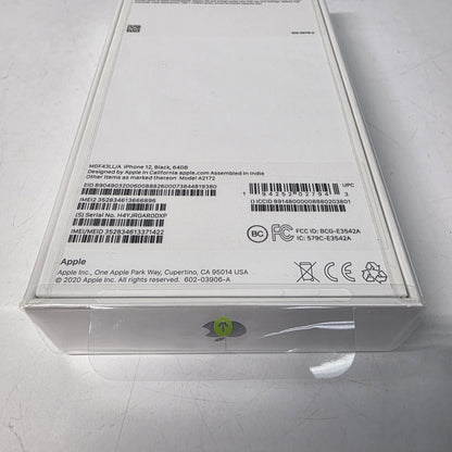 New Unlocked Apple iPhone 12 64GB Black MGF43LL/A