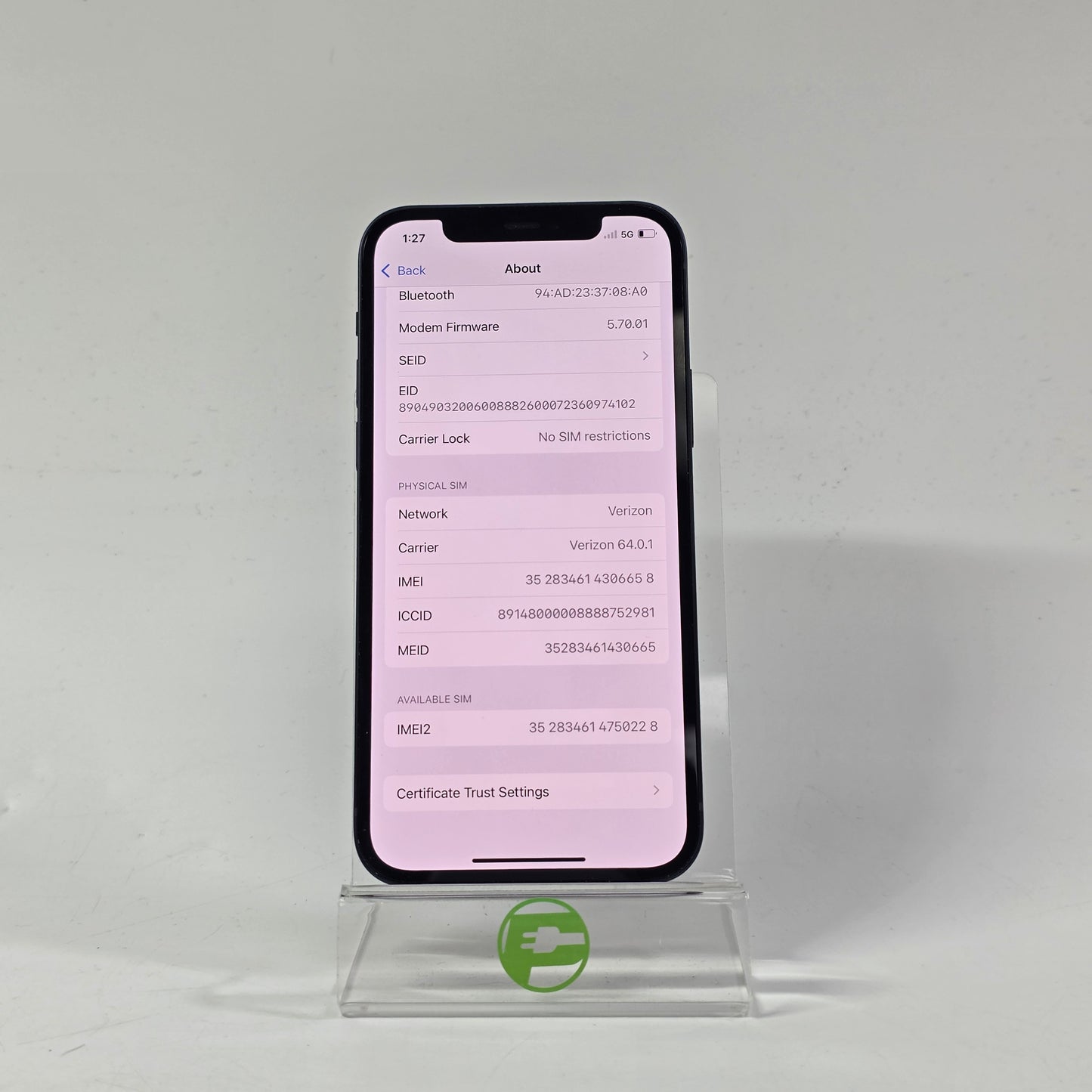 Factory Unlocked Apple iPhone 12 64GB Midnight MGF43LL/A