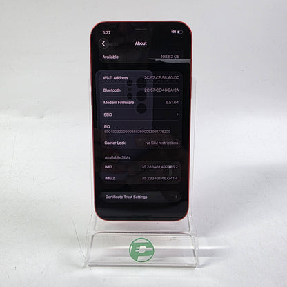 Unlocked Apple iPhone 12 128GB 26.6 Product Red NGFC3LL/A