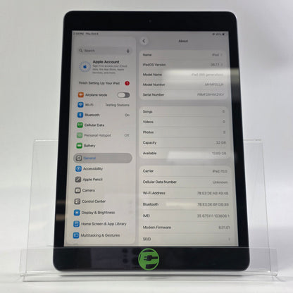 Factory Unlocked Apple iPad 8th Gen 32GB Space Gray MYMP2LL/A