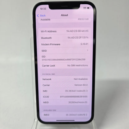 Factory Unlocked Apple iPhone 12 64GB Midnight MGF43LL/A