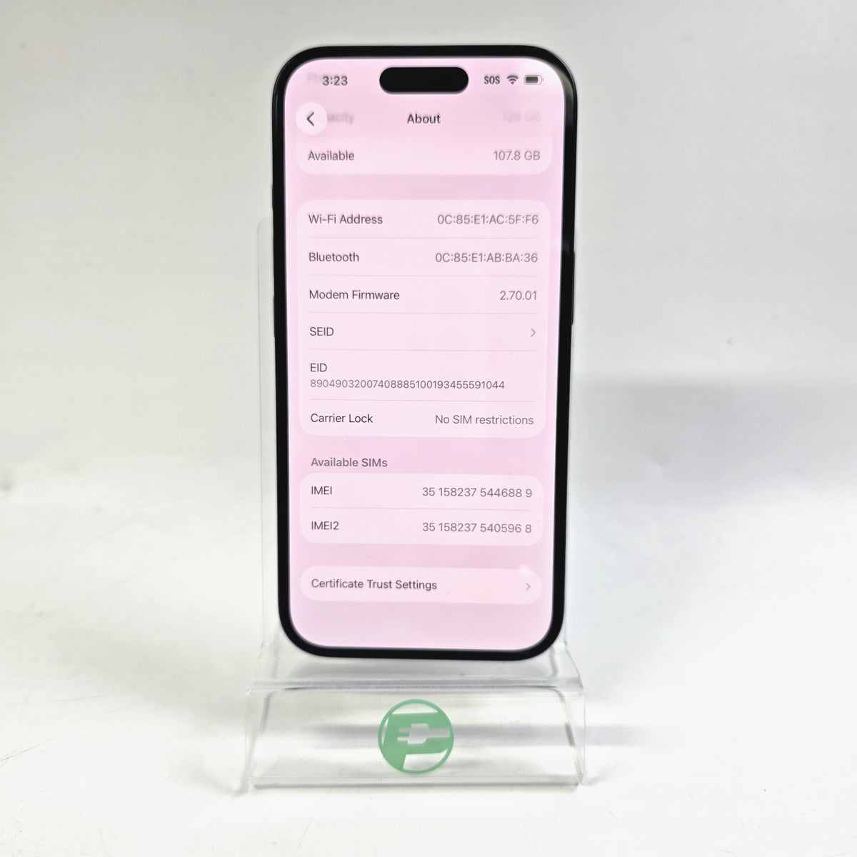 Factory Unlocked Apple iPhone 16 128GB Black MYAP3LL/A