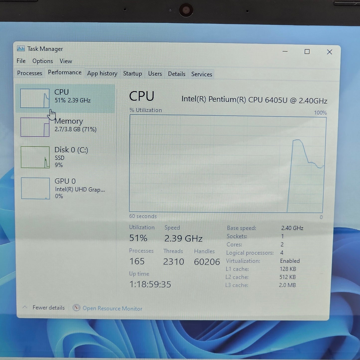 HP Laptop 15-dw1083wm 15" Pentium 6405U 2.4GHz 4GB RAM 128GB SSD