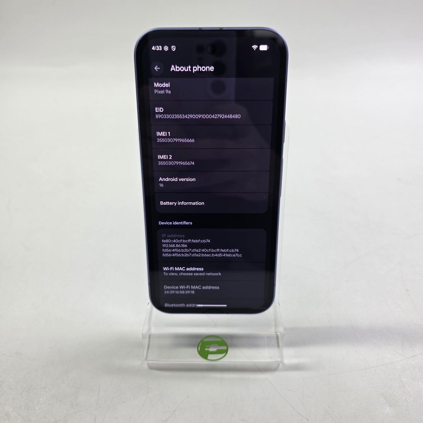 Factory Unlocked Google Pixel 9a 128GB lila GXQ96