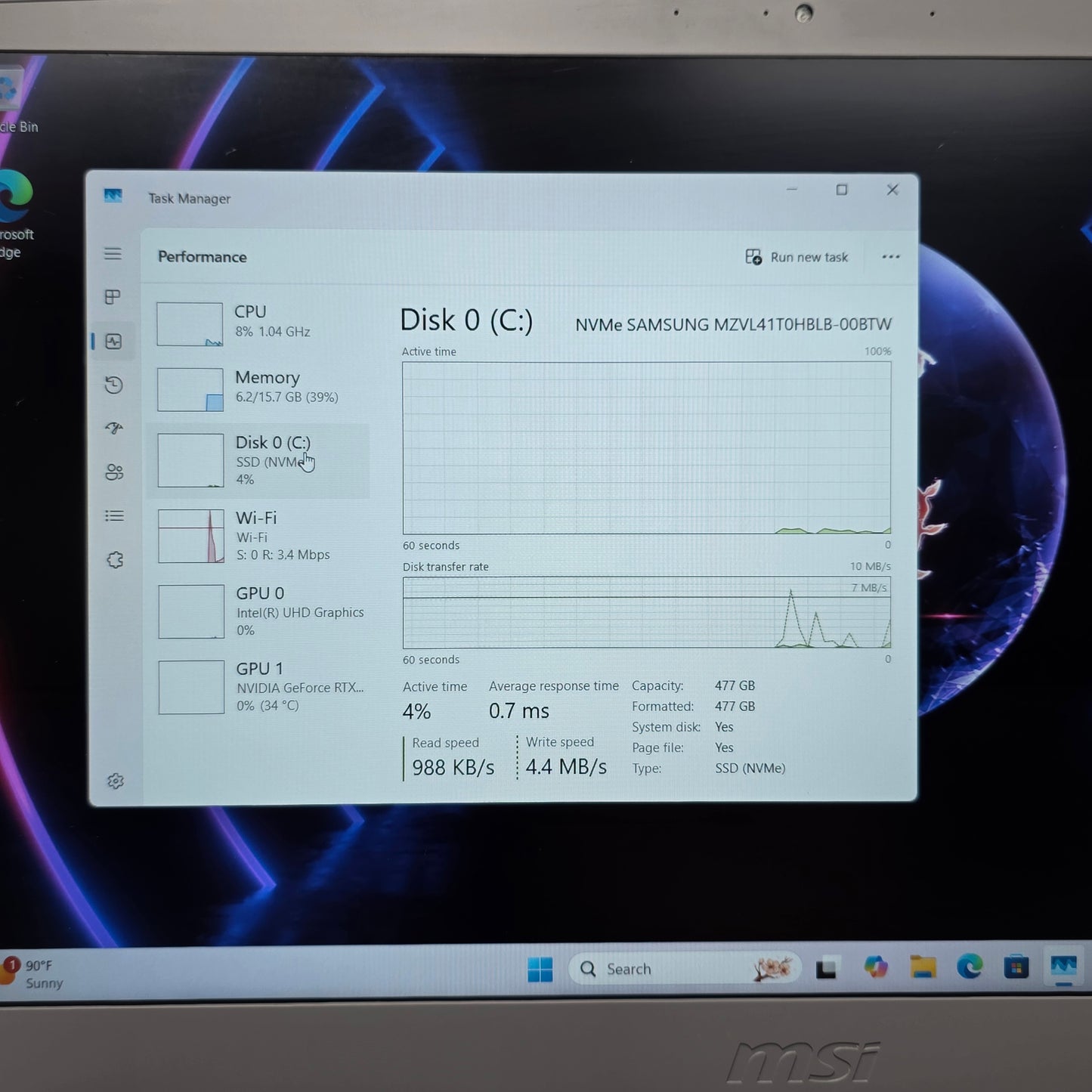 MSI Thin 15 B13VE 15.6" i5-13420H 2.1GHz 16GB RAM 512GB SSD GeForce RTX 4050