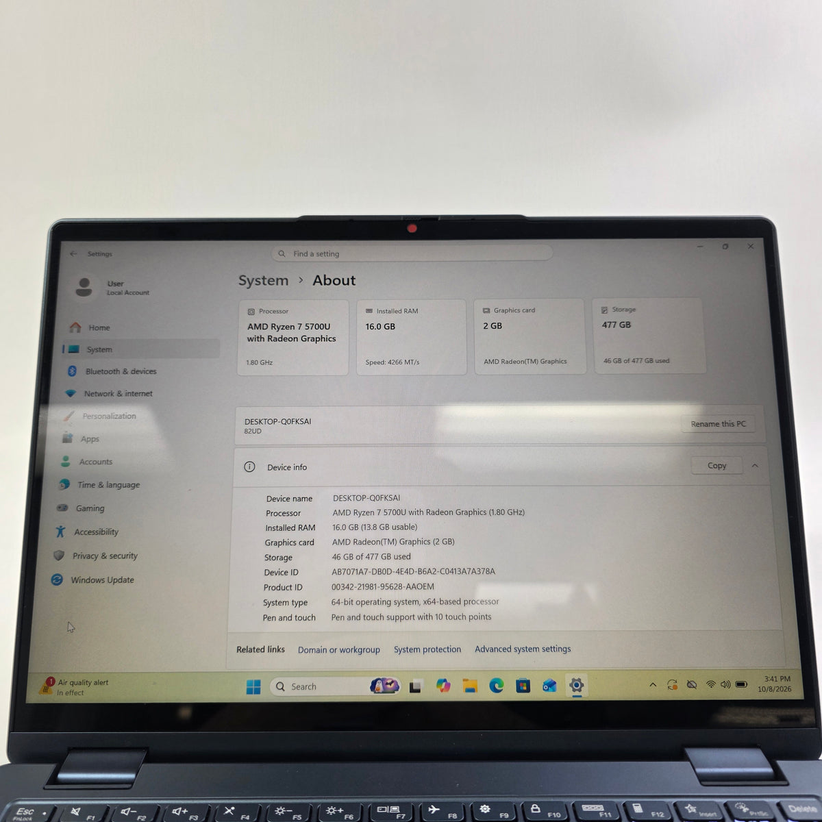 Lenovo Yoga 6 2-in-1 13.4 Ryzen 7 5700U 1.8GHz 16GB RAM 512GB SSD