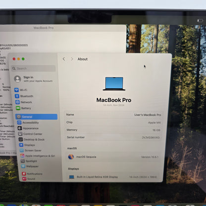 2024 Apple MacBook Pro 14" M4 10C GPU 4.5GHz 16GB RAM 512GB SSD MW2U3LL/A