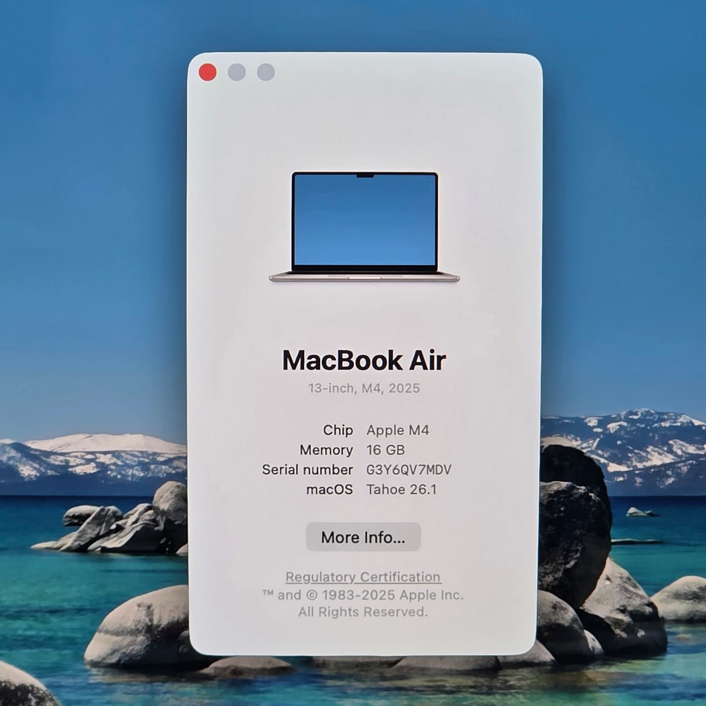 2025 Apple MacBook Air 13.6" M4 8C GPU 4.5GHz 16GB RAM 256GB SSD MW0W3LL/A