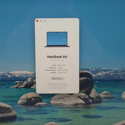 2025 Apple MacBook Air 15" M4 16GB RAM 512GB SSD MW1M3LL/A