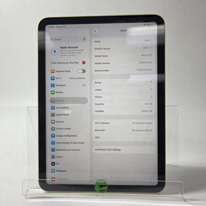WiFi Only Apple iPad 11" (A16) 128GB Yellow MD4D4LL/A