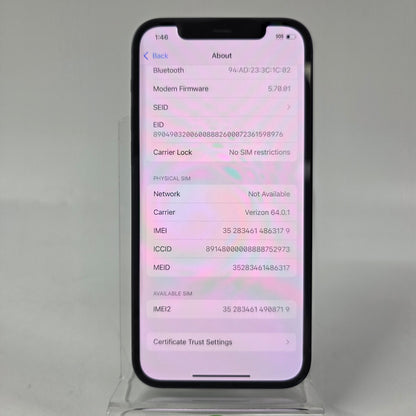 Factory Unlocked Apple iPhone 12 64GB Midnight MGF43LL/A