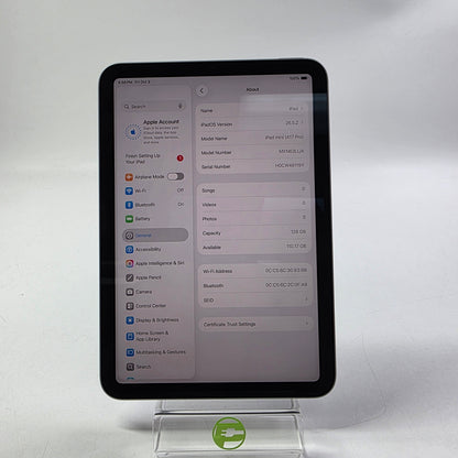 WiFi Only Apple iPad Mini (A17 Pro) 128GB Space Gray MXN63LL/A