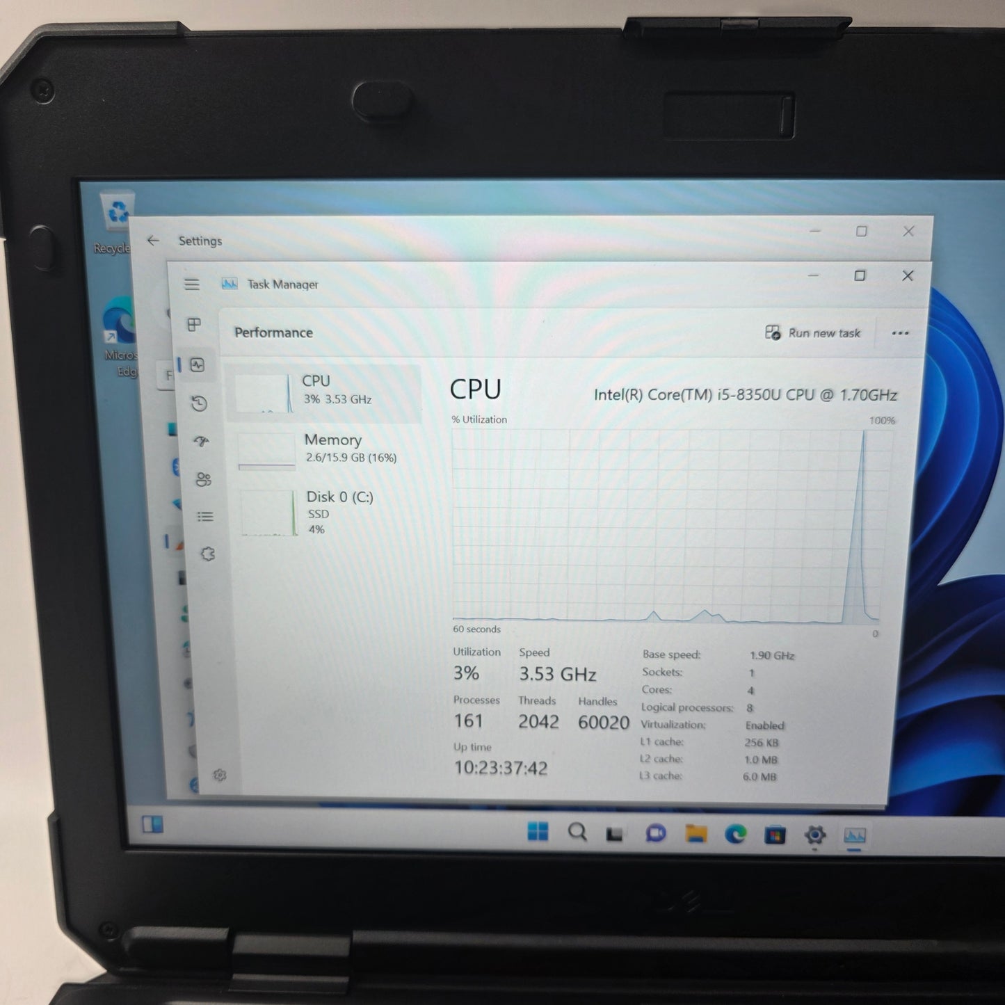 Dell Rugged CM1CYX2 14" i5-8350U 1.9GHz 16GB RAM 500GB SSD SSD