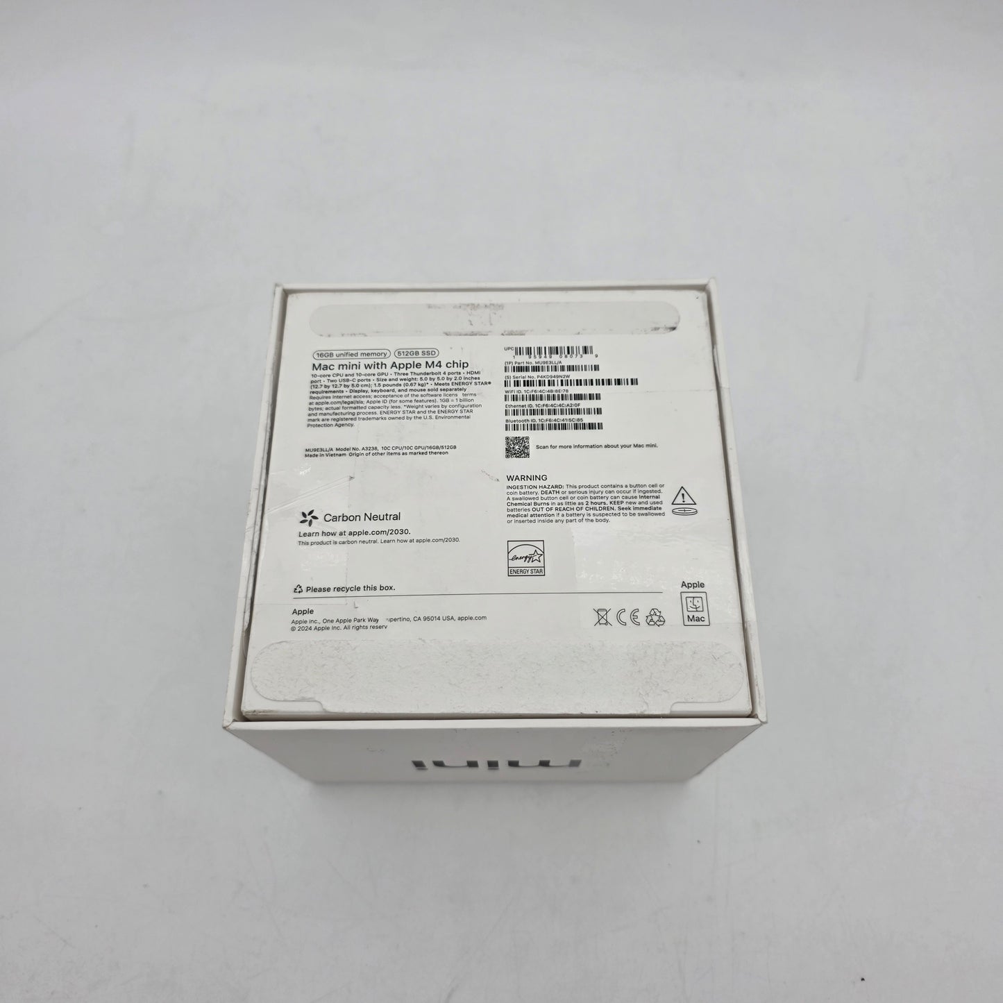 2024 Apple Mac Mini M4 16GB RAM 512GB SSD Silver MU9E3LL/A