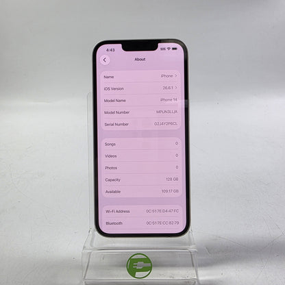 Factory Unlocked Apple iPhone 14 128GB Starlight MPUN3LL/A