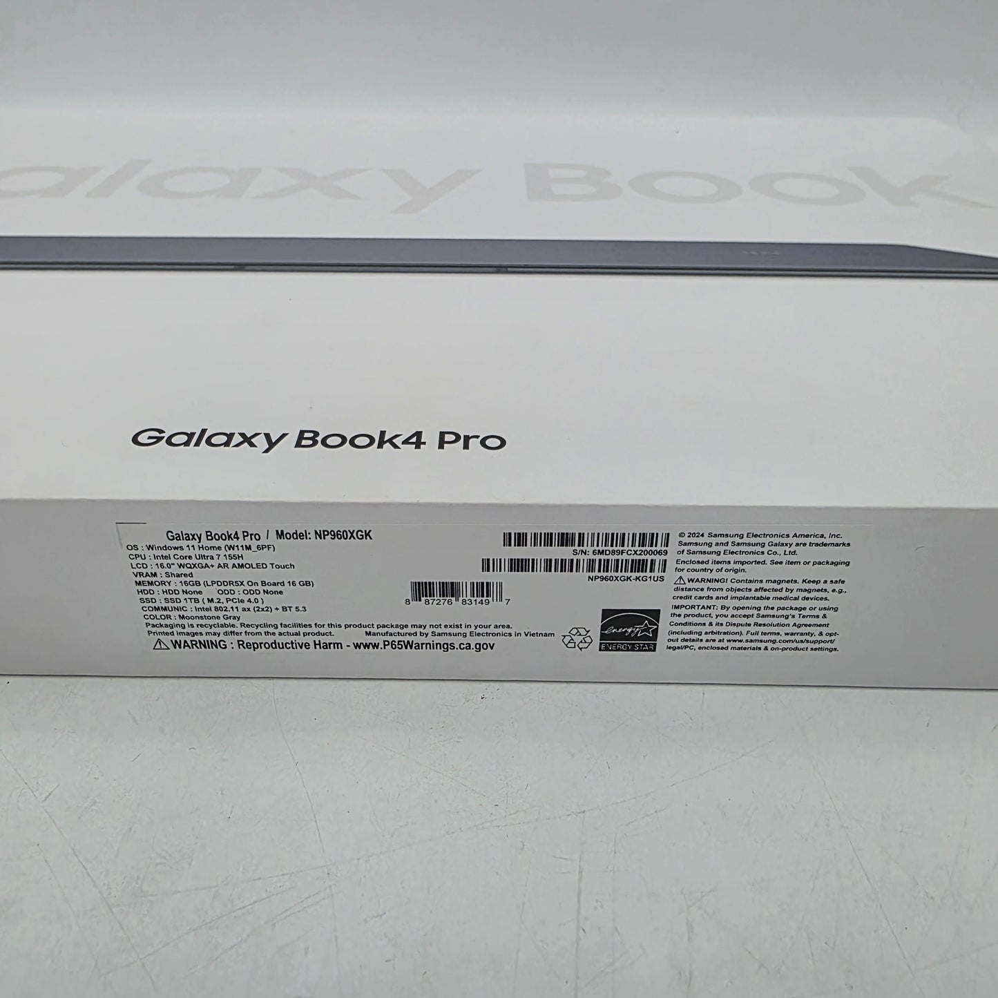 New Samsung Galaxy Book4 Pro NP960XGK 16" Core Ultra 7 155H 16GB RAM 1TB SSD