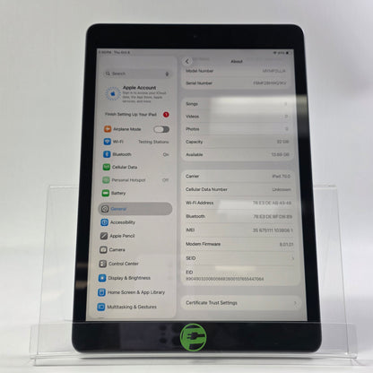 Factory Unlocked Apple iPad 8th Gen 32GB Space Gray MYMP2LL/A