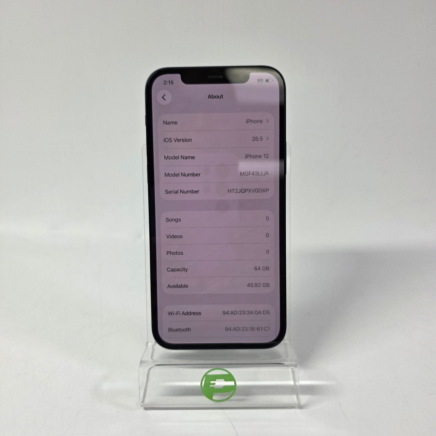 Factory Unlocked Apple iPhone 12 64GB Midnight MGF43LL/A