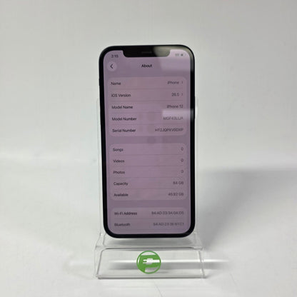 Factory Unlocked Apple iPhone 12 64GB Midnight MGF43LL/A