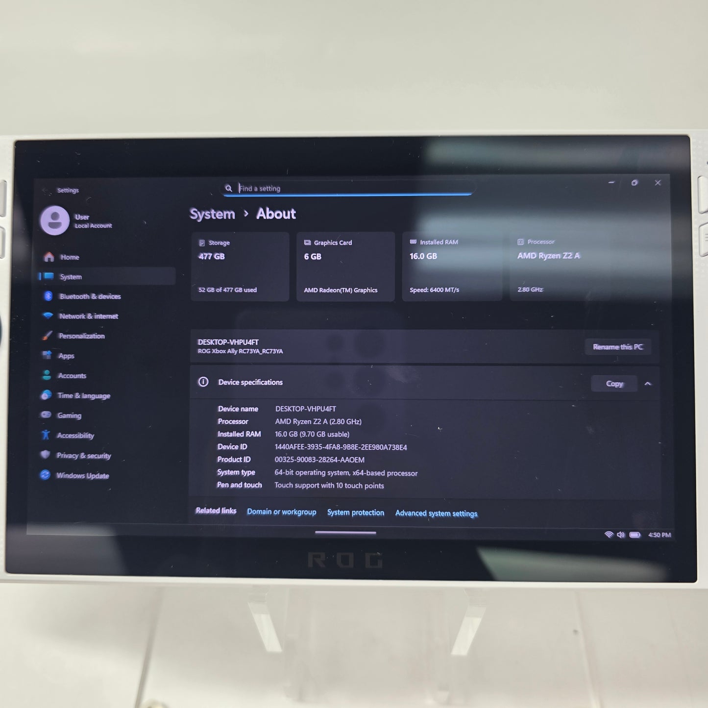 Asus ROG Ally 7" AMD Ryzen Z2A 16GB RAM 512GB White RC73YA-XB_ALLY.Z2A.16