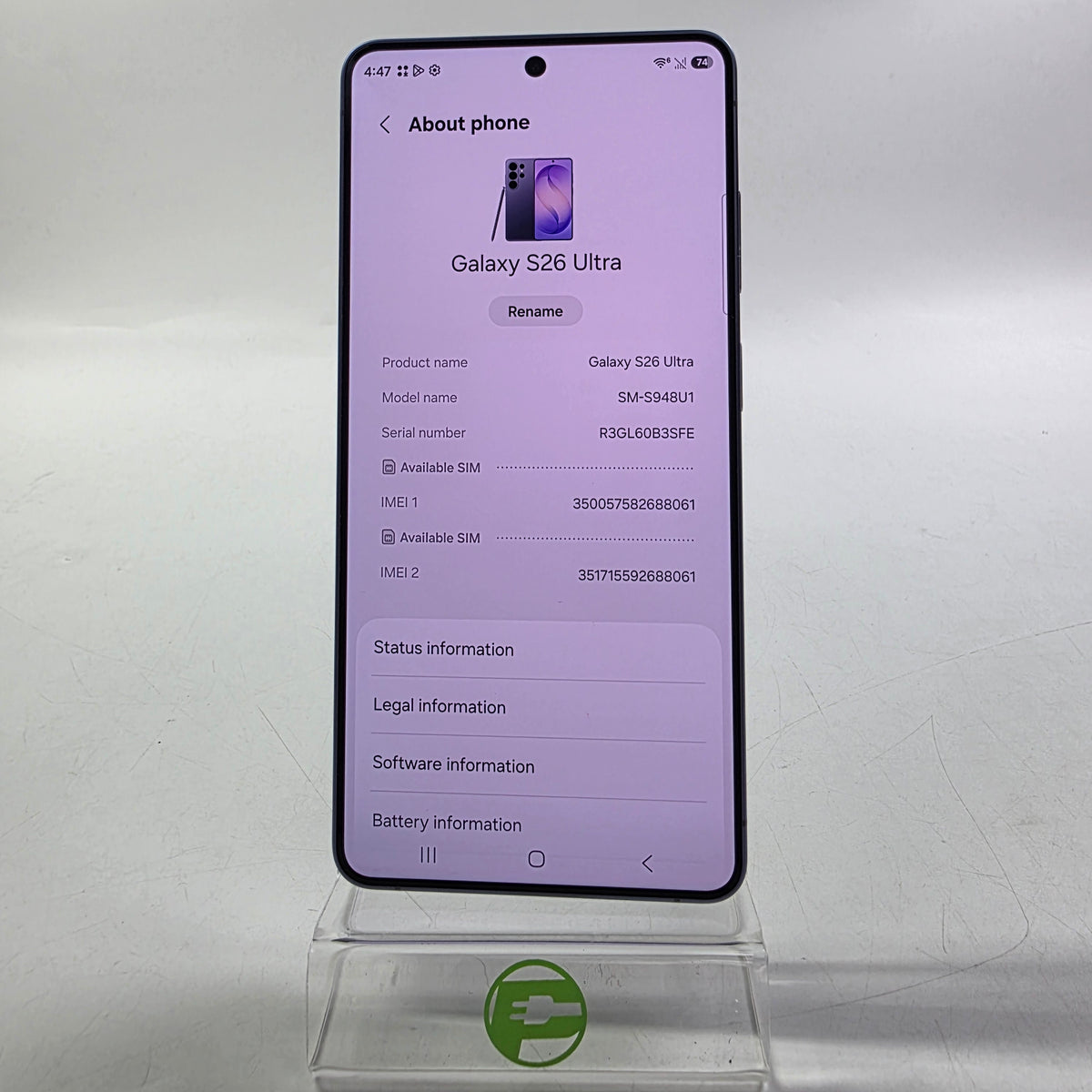 Factory Unlocked Samsung Galaxy S26 Ultra 12GB RAM 256GB SM-S94801 Cobalt Violet