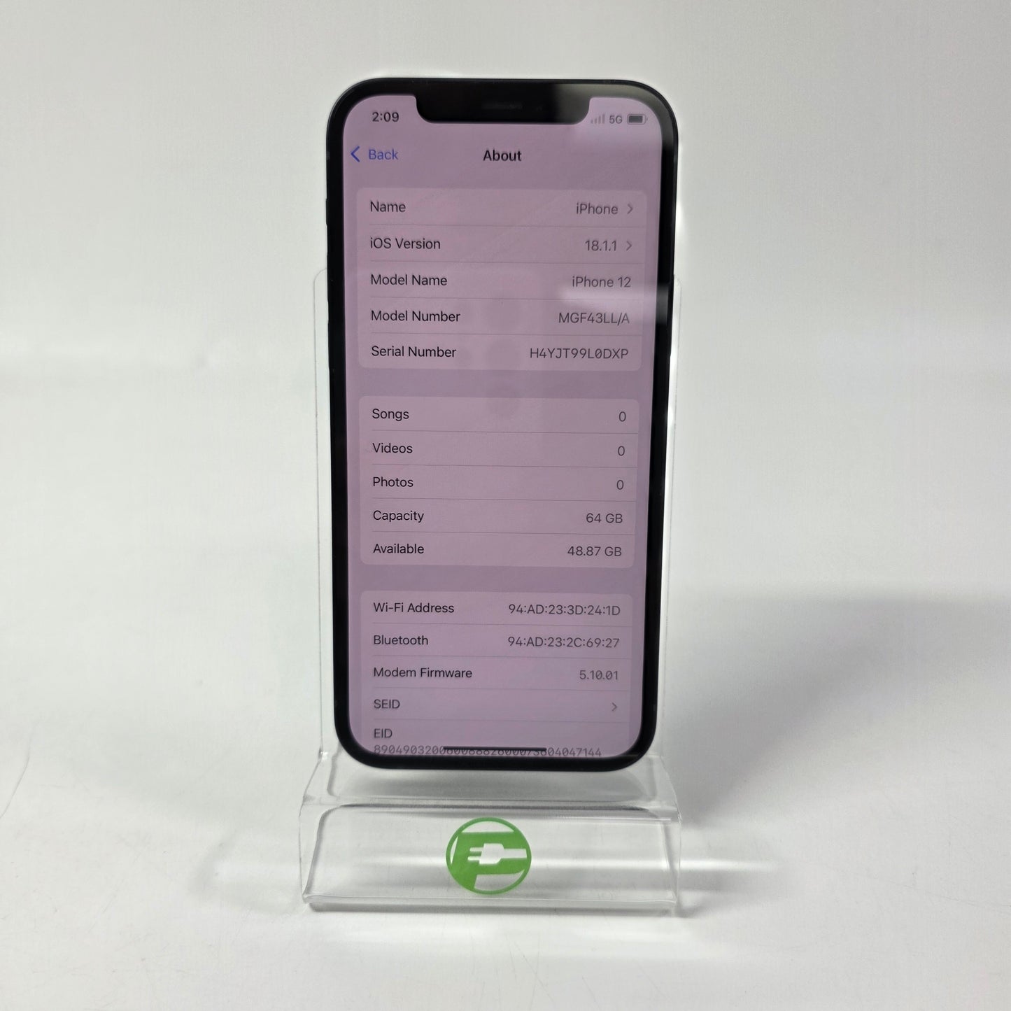 Factory Unlocked Apple iPhone 12 64GB Midnight MGF43LL/A