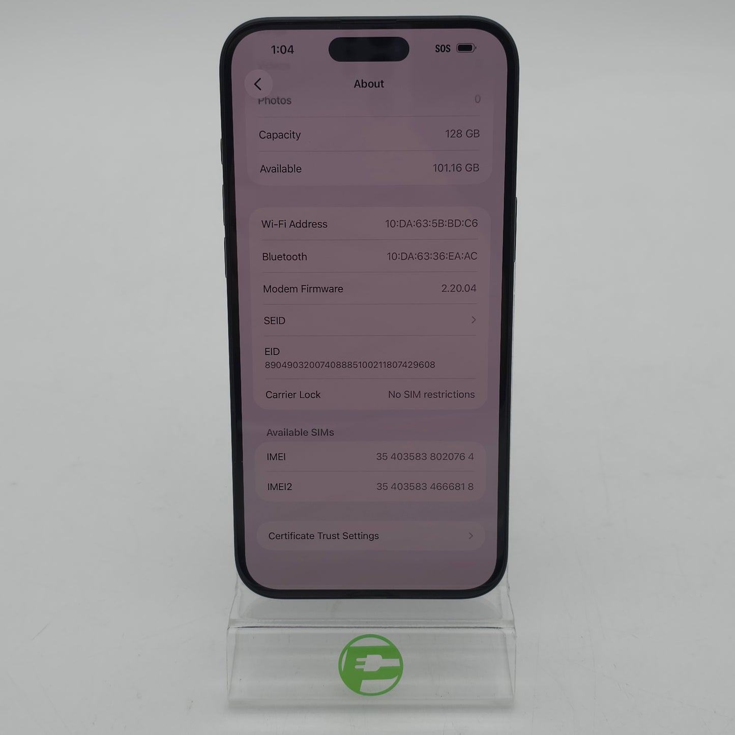 Unlocked Apple iPhone 16 Plus 128GB 26.2.1 Black MXUT3LL/A