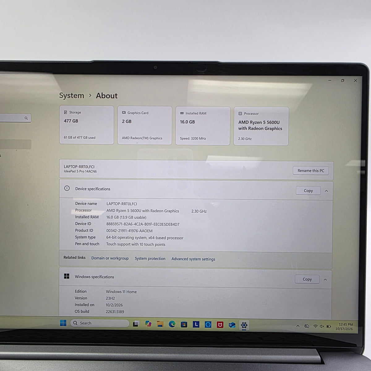 Lenovo ideapad 5 pro 14" Ryzen 5 5600U 2.3GHz 16GB RAM 512GB SSD