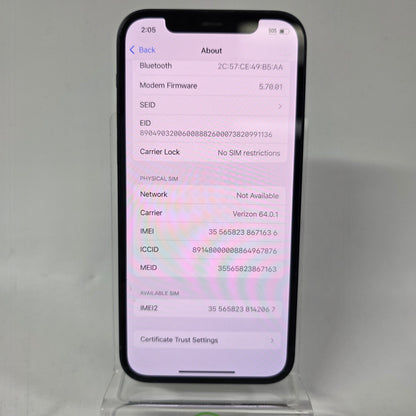 Factory Unlocked Apple iPhone 12 64GB Midnight MGF43LL/A