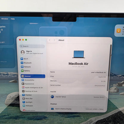 2025 Apple MacBook Air 13.6" M4 8C GPU 4.5GHz 16GB RAM 256GB SSD A3240