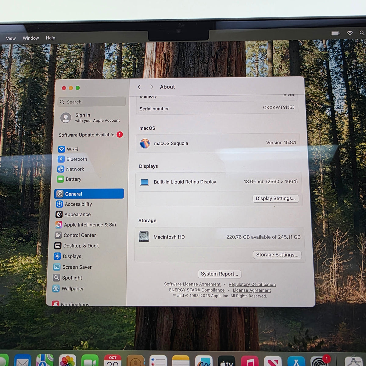 2022 Apple MacBook Air 13.6" M2 8C GPU 3.5GHz 8GB RAM 256GB SSD MLY33LL/A