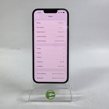 Factory Unlocked Apple iPhone 13 128GB Midnight MLA23LL/A