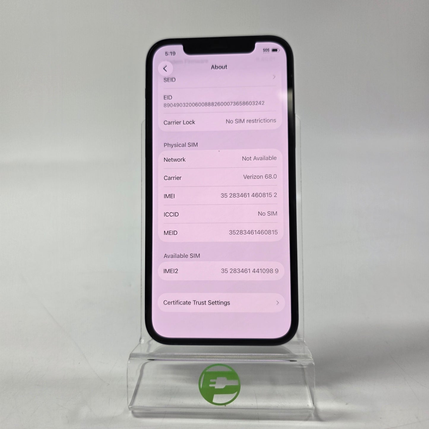 Factory Unlocked Apple iPhone 12 64GB Midnight MGF43LL/A