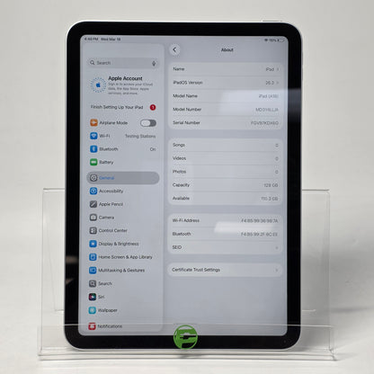 WiFi Only Apple iPad 11" (A16) 128GB Silver MD3Y4LL/A