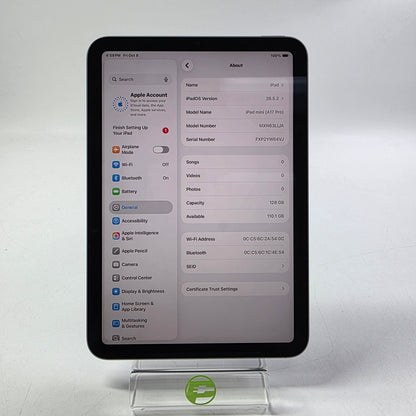 WiFi Only Apple iPad Mini (A17 Pro) 128GB Space Gray MXN63LL/A