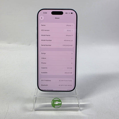 Factory Unlocked Apple iPhone 17 512GB Mist Blue MG4H4LL/A