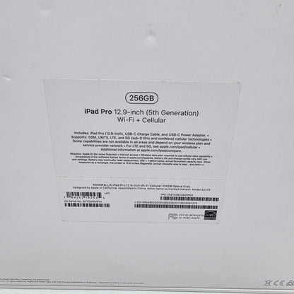 Unlocked Apple iPad Pro 12.9" 5th Gen 256GB 18.6 Space Gray