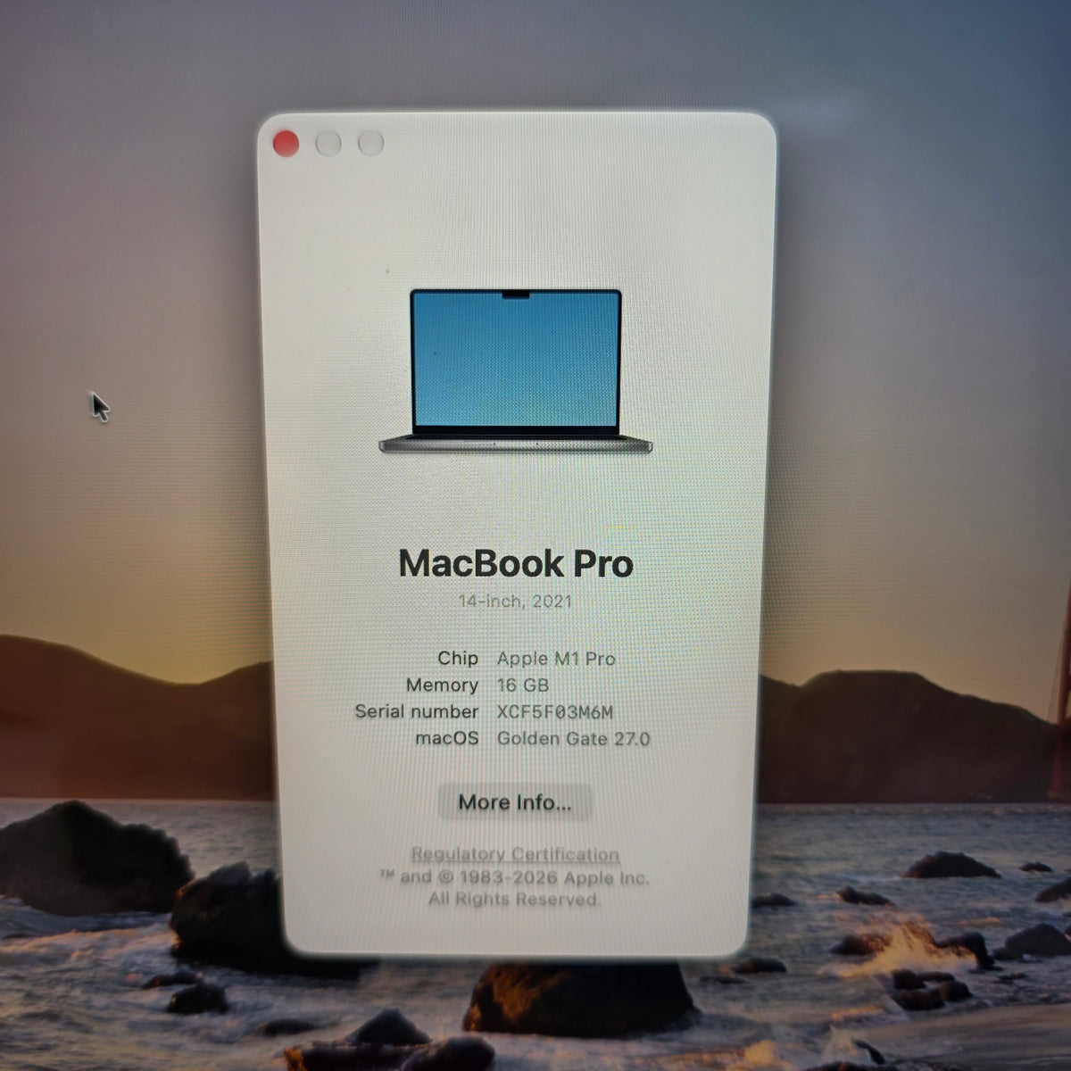 2021 Apple MacBook Pro 14" M1 Pro 16C GPU 3.2GHz 16GB RAM 1TB SSD MKGQ3LL/A